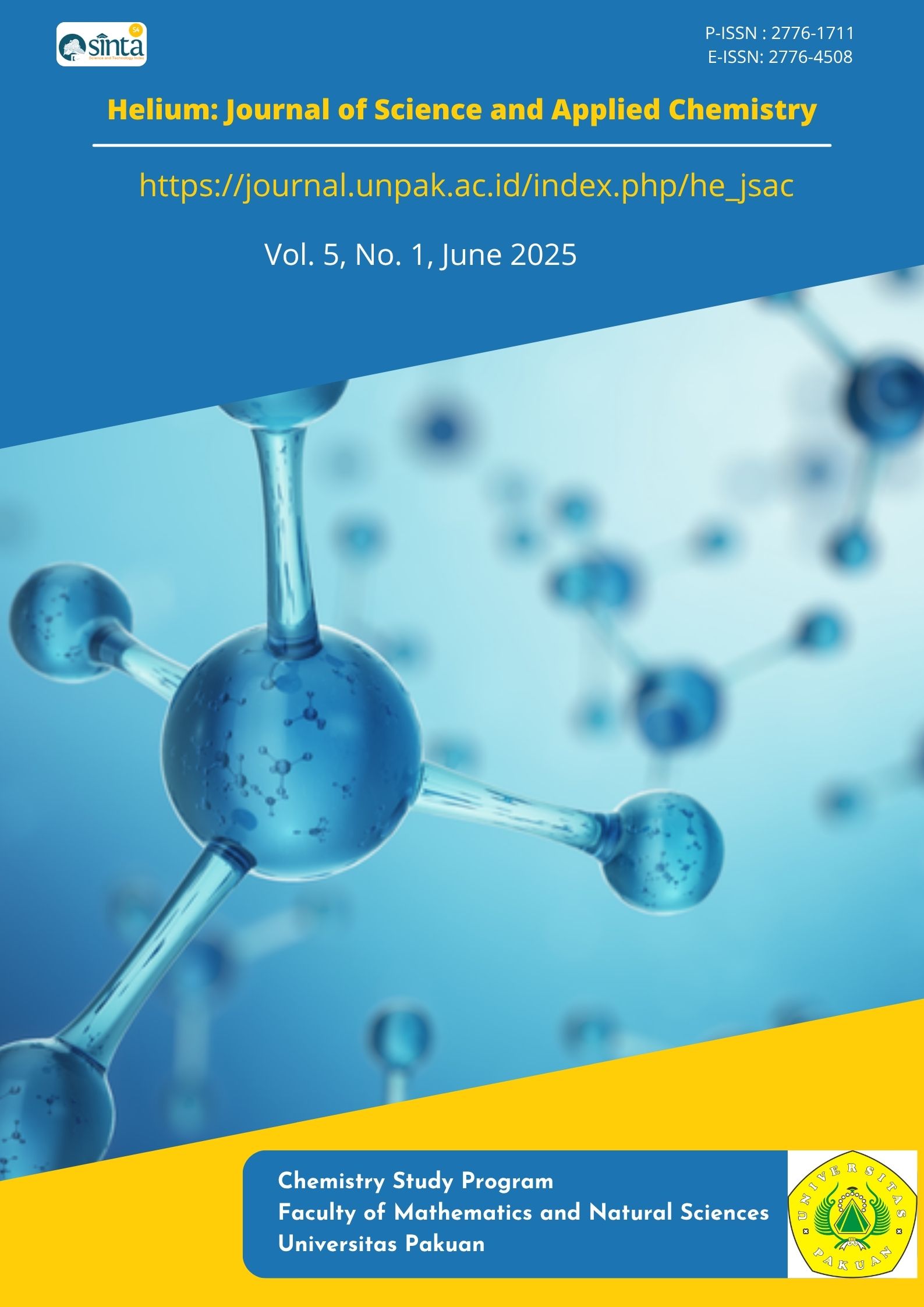 					View Vol. 5 No. 1 (2025): Helium: Journal of Science and Applied Chemistry (In Progress)
				